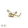 CZ PRONG BUTTERFLY 316L SURGICAL STEEL L SHAPE NOSE RING